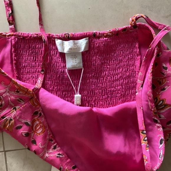 Caroline Constas 2pc Set Crop Spaghetti Top Maxi Skirt Pink Cotton Eyelet Ruffle - Picture 9 of 16